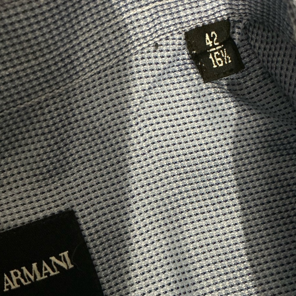 Giorgio Armani Light Blue and White Pattern Dress Shirt Size 42/16.5 - Picture 4 of 12